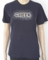 Preview: Nayyfarbenes T-Shirt mit silber Paillettendruck "CHEER" von vorne.